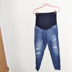 Liz Lange Maternity Lightly Distressed Medium Wash Ankle Skinny Maternity Jeans